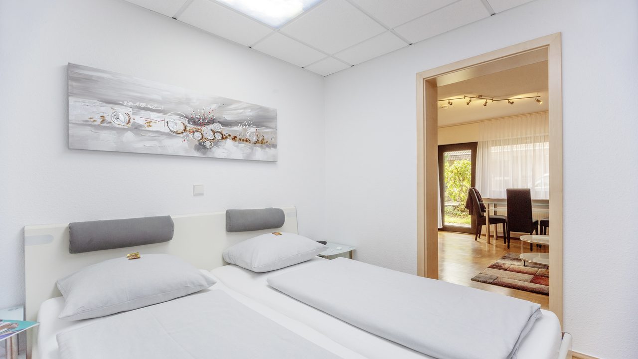 Schlafbereich im Appartement – Hotel Engelhorn Leimen